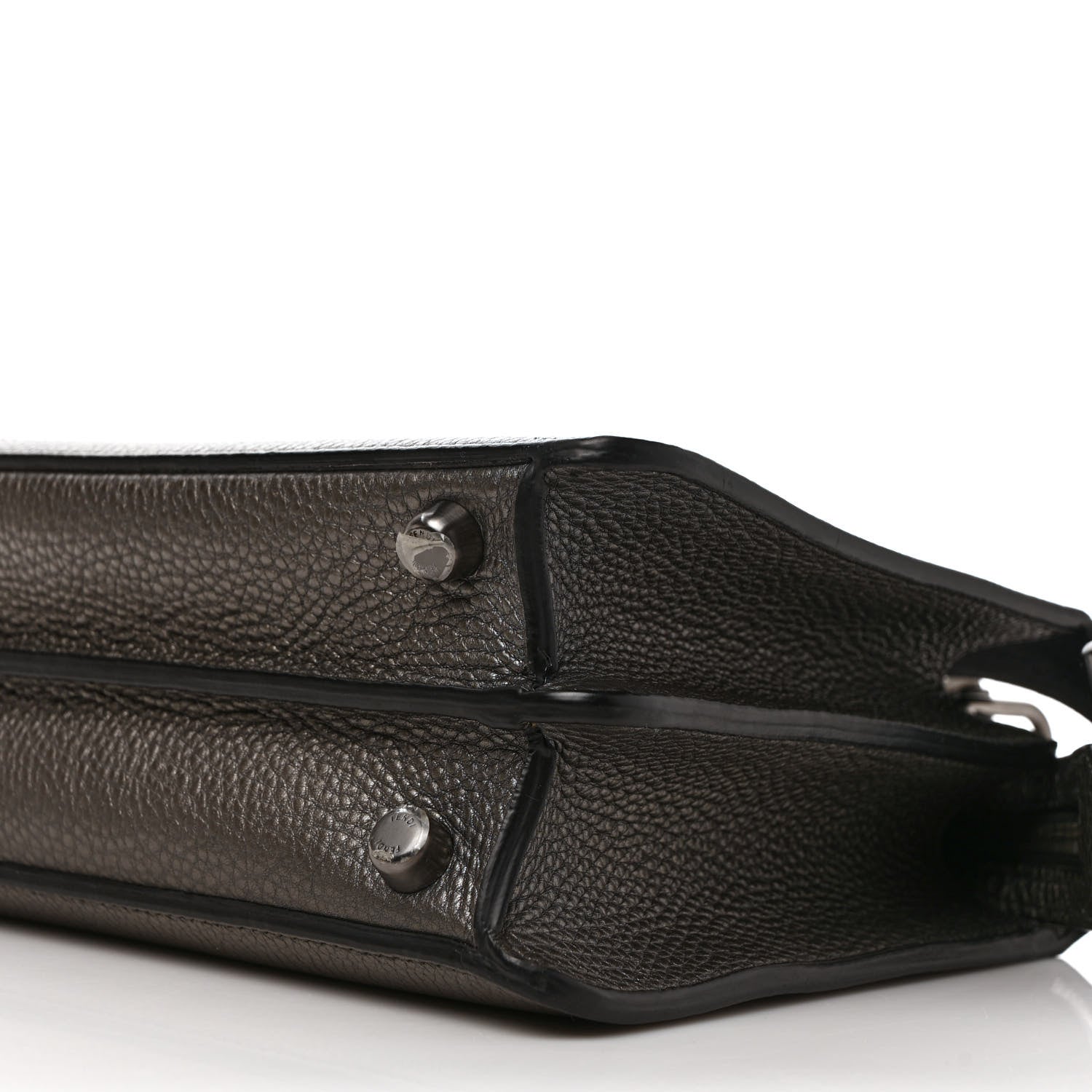 Fendi Cuoio Romano Lux Mini Peekaboo I SEE U Satchel Graphite 8 of 8