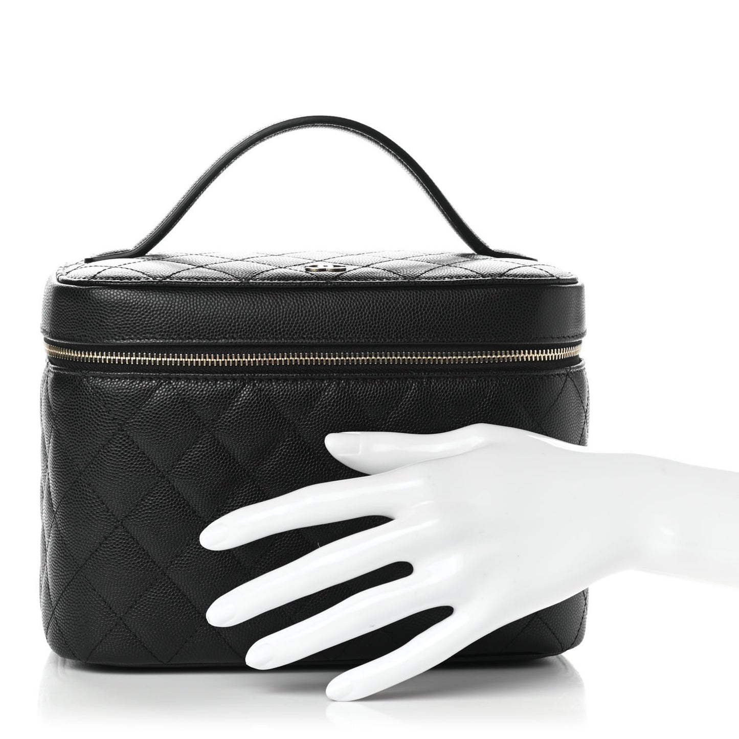 Caviar Quilted Large Vanity Pouch Black