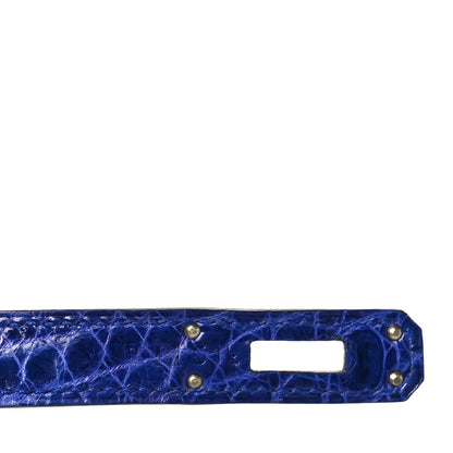 Hermes Shiny Niloticus Crocodile Kelly Cut Pochette Bleu Electrique 7 of 10