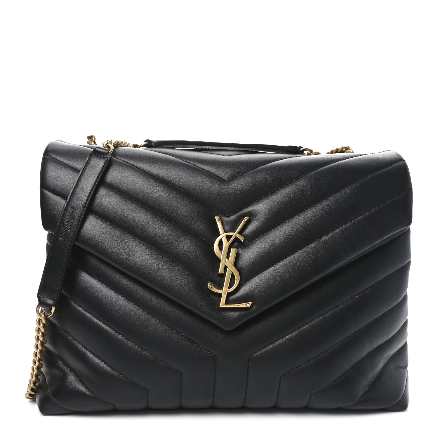 Saint Laurent Calfskin Y Quilted Monogram Medium Loulou Chain Satchel Black 1 of 10