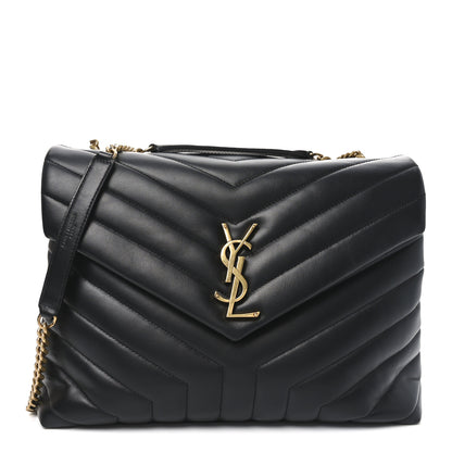 Saint Laurent Calfskin Y Quilted Monogram Medium Loulou Chain Satchel Black 1 of 10