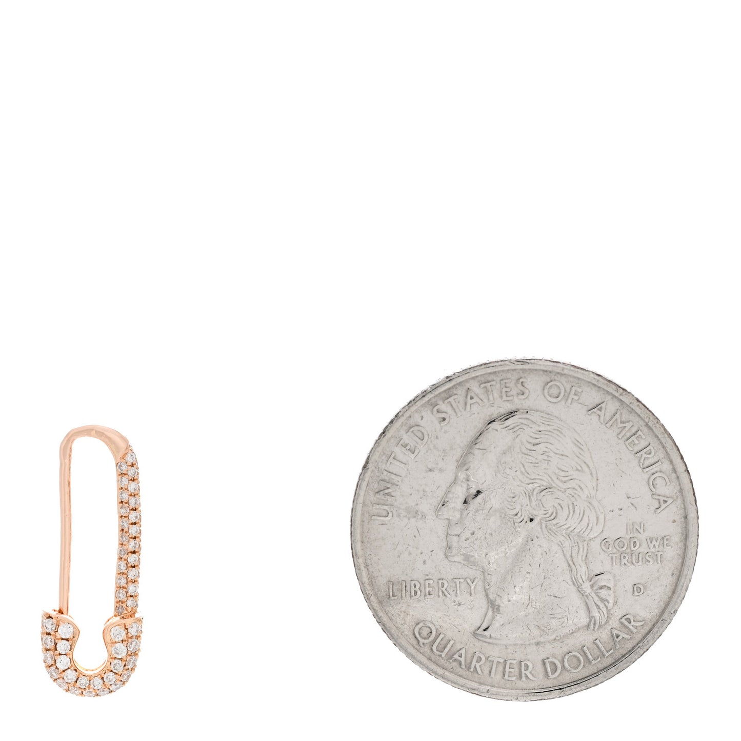 18K Rose Gold Diamond Mini Safety Pin Earring