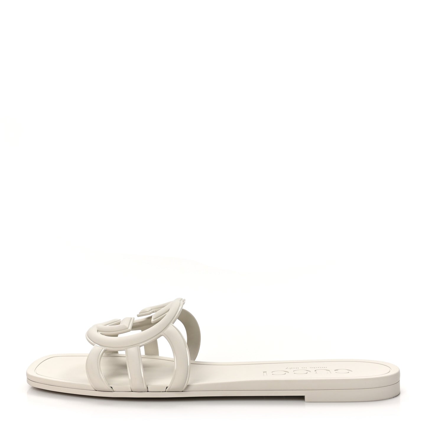 Rubber Interlocking G Womens Slide Sandals 40 Mystic White