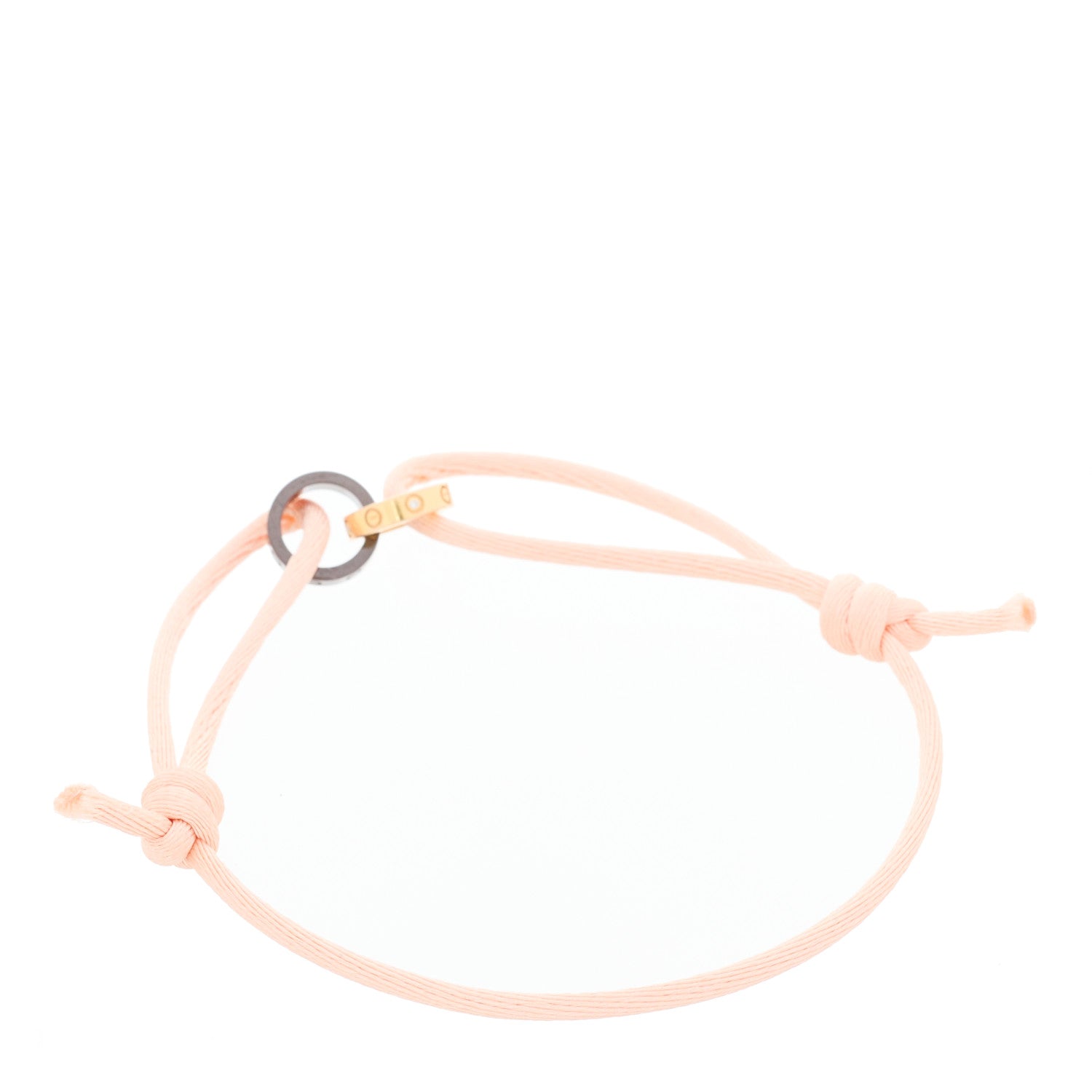Cartier 18K Pink Gold Ceramic 4 Diamond LOVE Cord Bracelet Peach 3 of 12