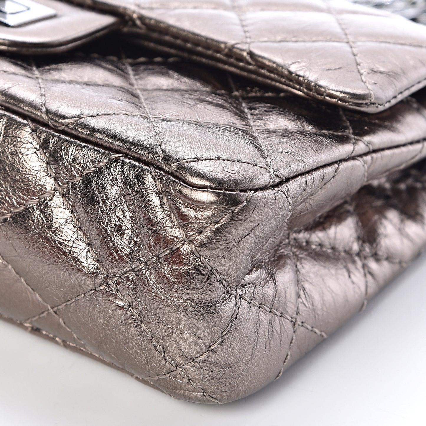 Metallic Aged Calfskin 2.55 Reissue 224 Flap Pewter