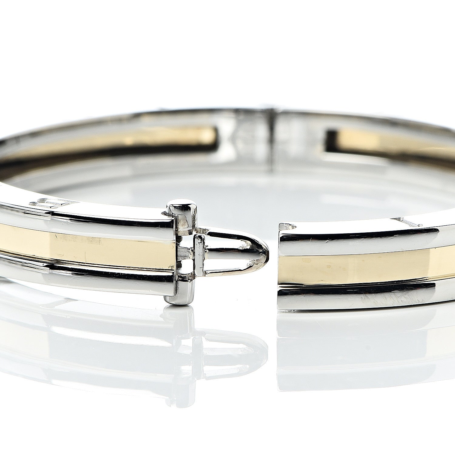 Bulgari 18K Yellow Gold Stainless Steel B.Zero1 Bangle Bracelet M 6 of 6