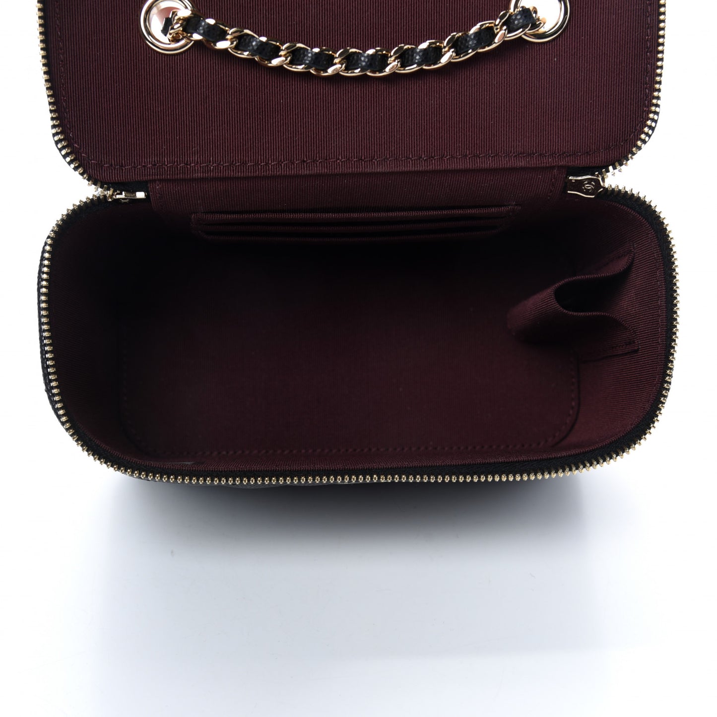 Caviar Quilted Small Vanity Case With Chain Black