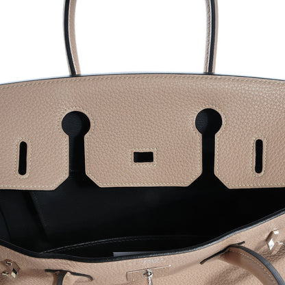 Hermes Taurillon Clemence Horseshoe Birkin 30 Gris Tourterelle and Black 26 of 28