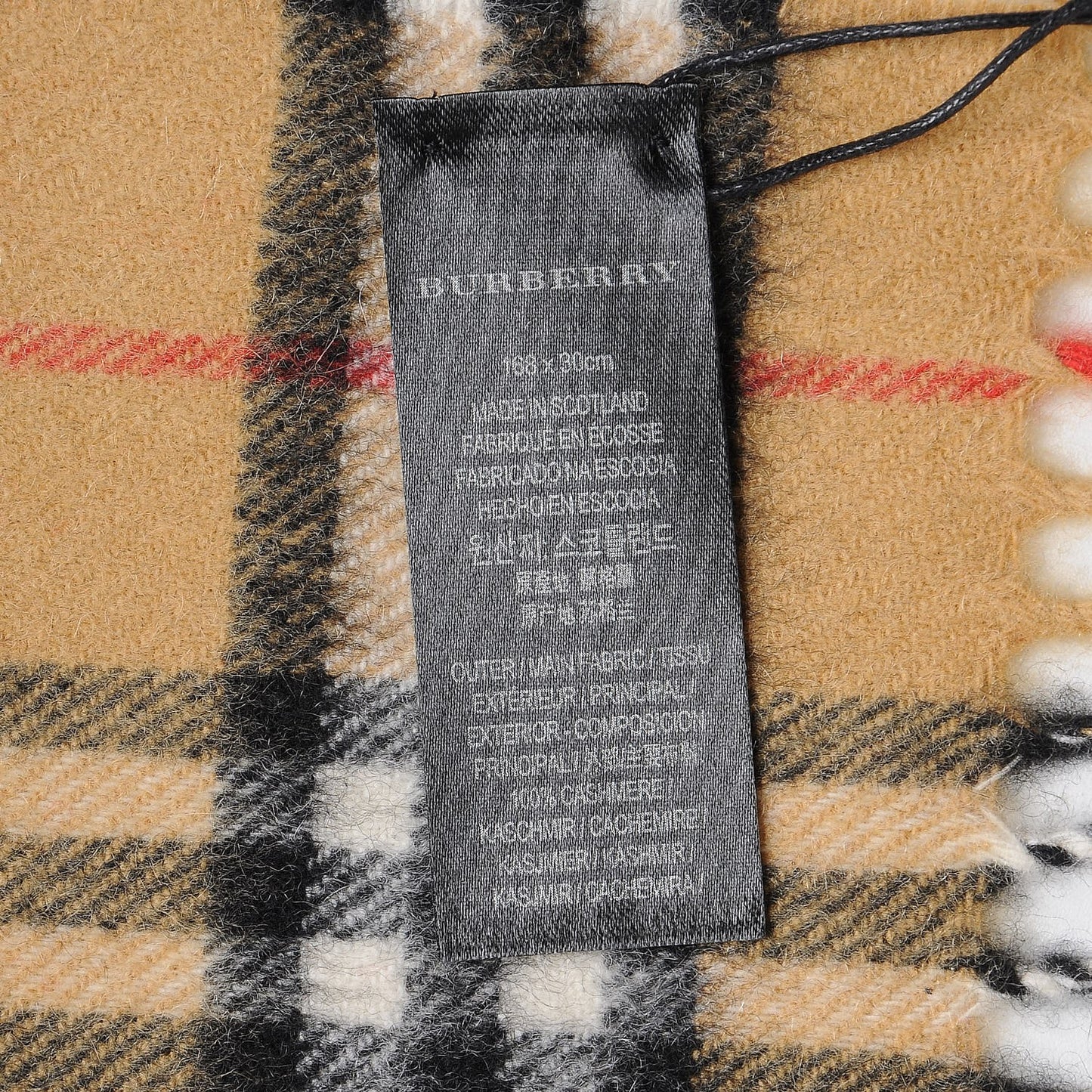 Cashmere Vintage Rainbow Check Fringe Scarf Antique Yellow