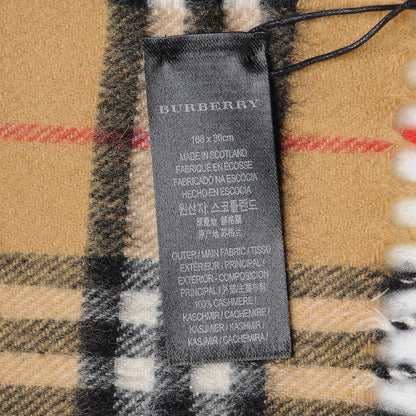Burberry Cashmere Vintage Rainbow Check Fringe Scarf Antique Yellow 5 of 5