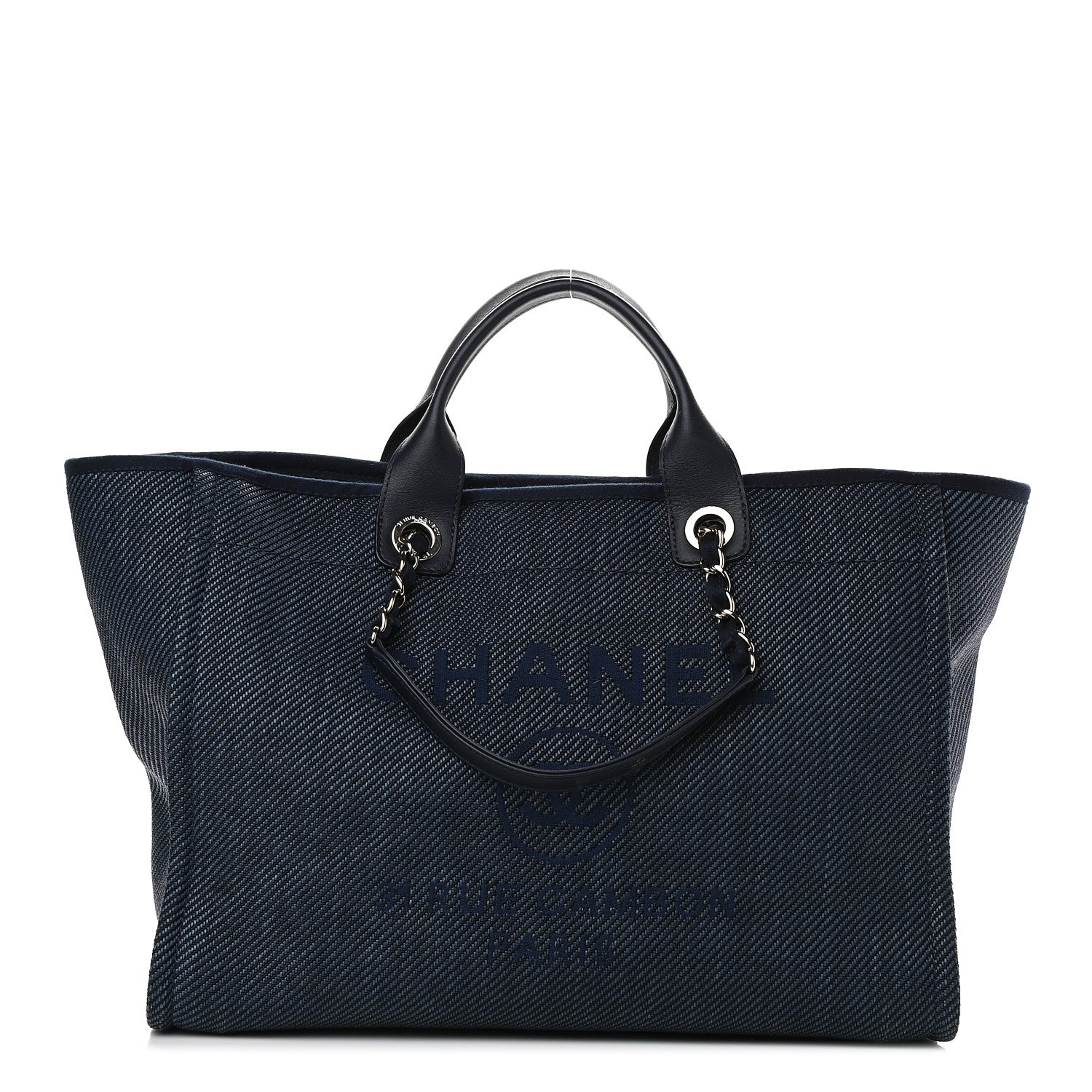 Chanel Denim Medium Deauville Tote Dark Blue 1 of 10