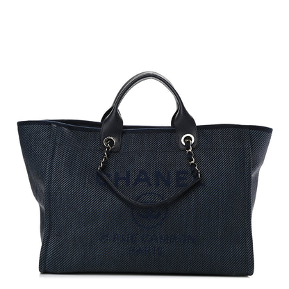 Chanel Denim Medium Deauville Tote Dark Blue 1 of 10