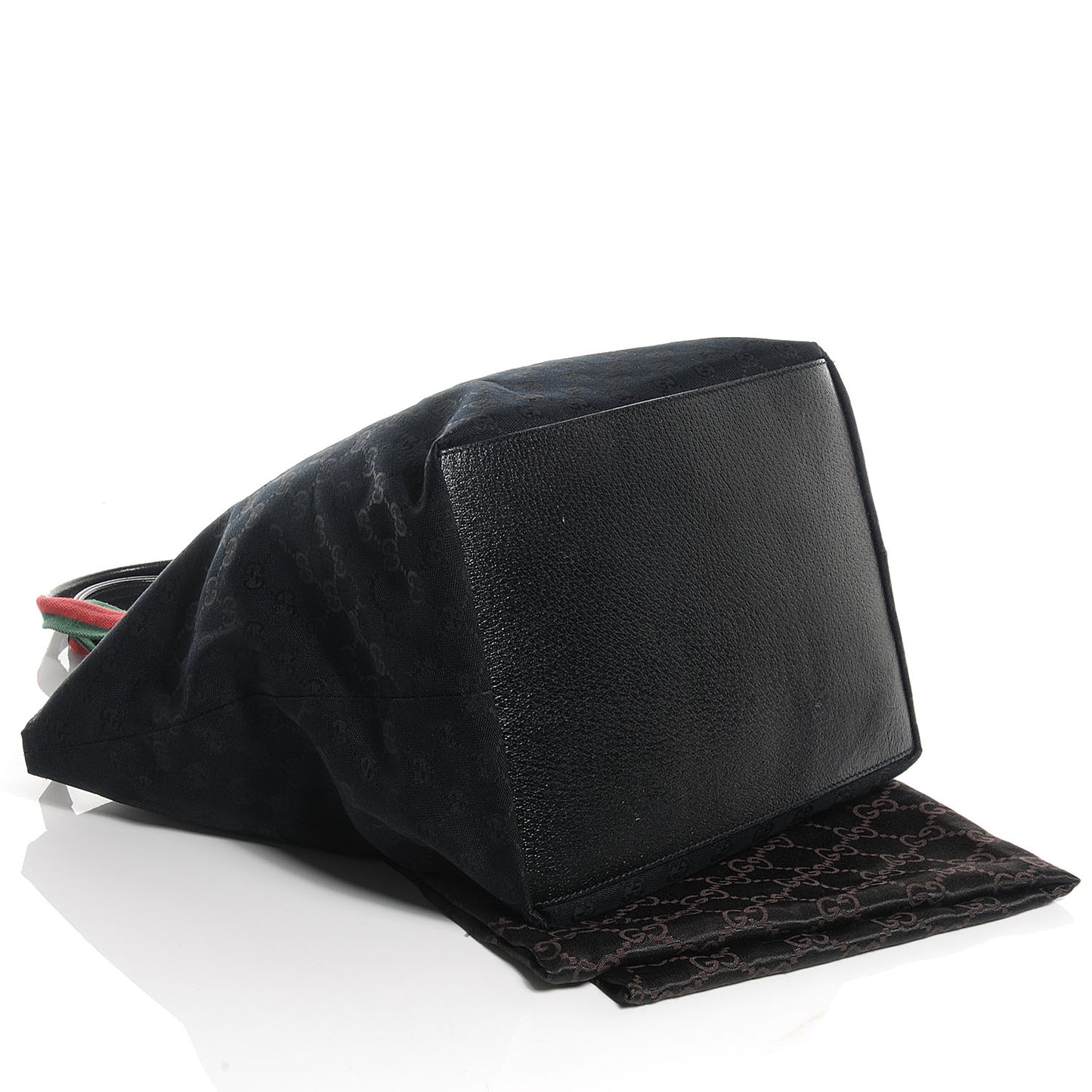 GG Monogram Large Web Handle Vertical Tote Black