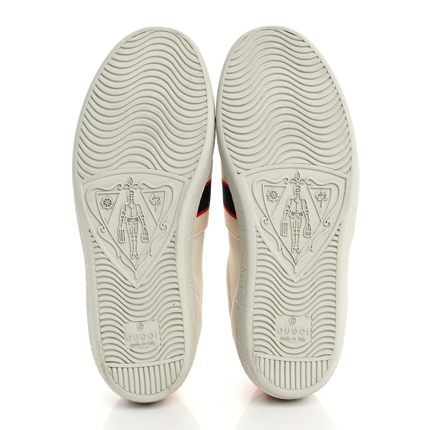 Gucci Calfskin Stripe Womens New Ace Sneakers 35.5 New Mystic White Ecru Red Flame 6 of 10