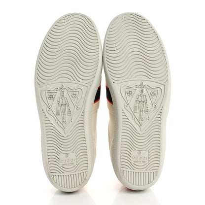 Gucci Calfskin Stripe Womens New Ace Sneakers 35.5 New Mystic White Ecru Red Flame 6 of 10