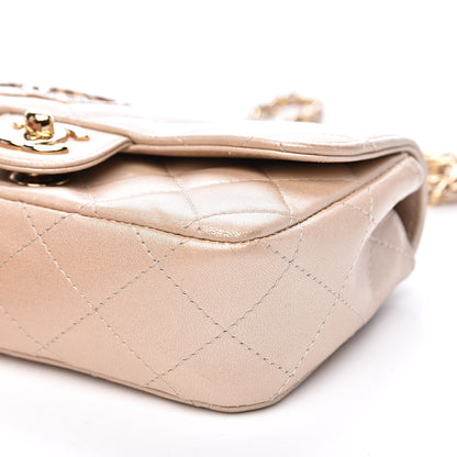Chanel Metallic Lambskin Quilted Extra Mini V For Victory Flap Light Gold 10 of 13