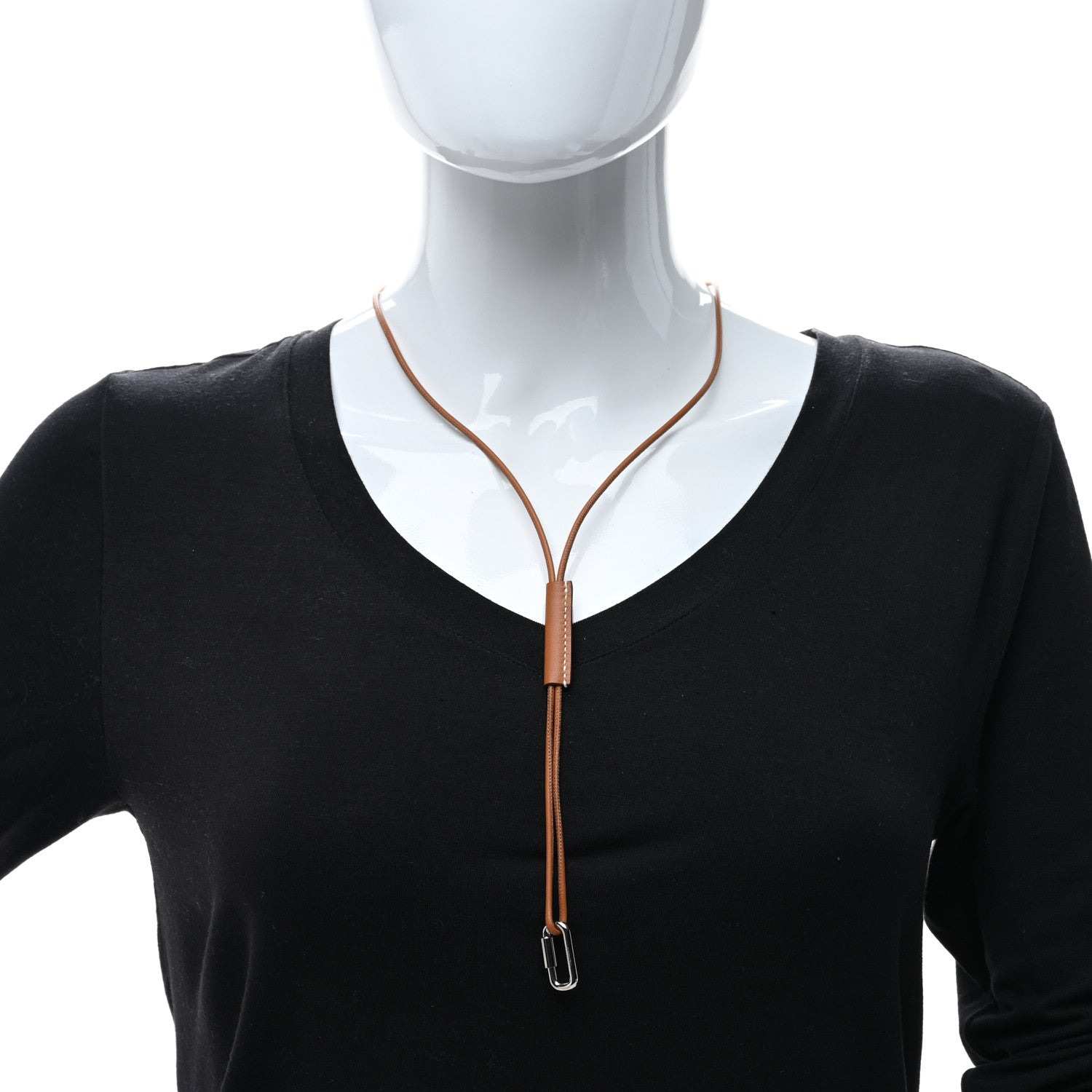 Hermes Palladium Curiosite Pendant Necklace Gold 3 of 4