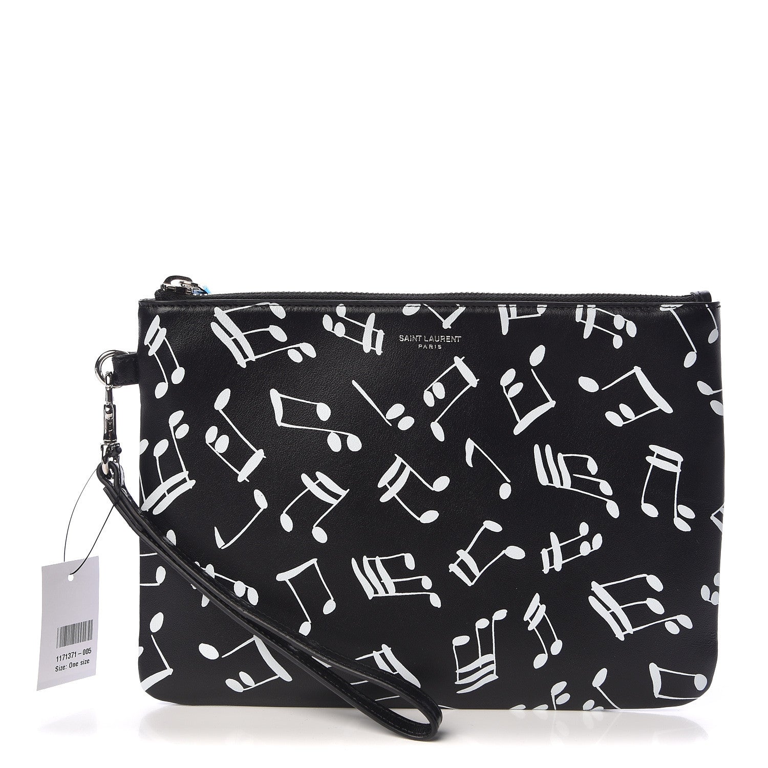 Saint Laurent Calfskin Musical Notes Zip Pouch Black 1 of 8