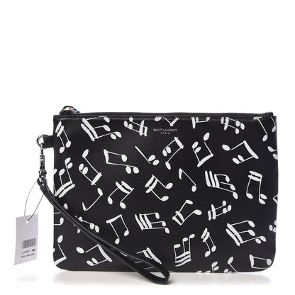 Saint Laurent Calfskin Musical Notes Zip Pouch Black 1 of 8
