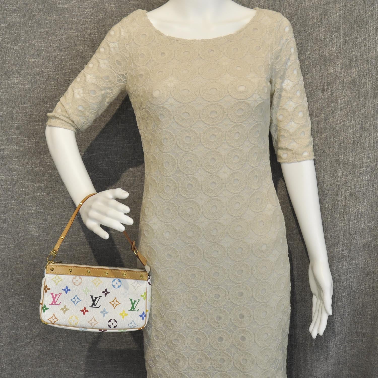 Louis Vuitton Monogram Multicolor Pochette Accessories White 2 of 9