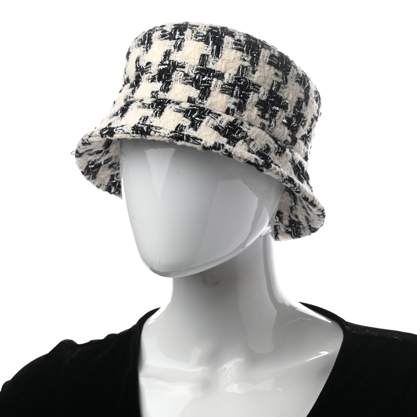 Tweed Bucket Hat S Black Ecru