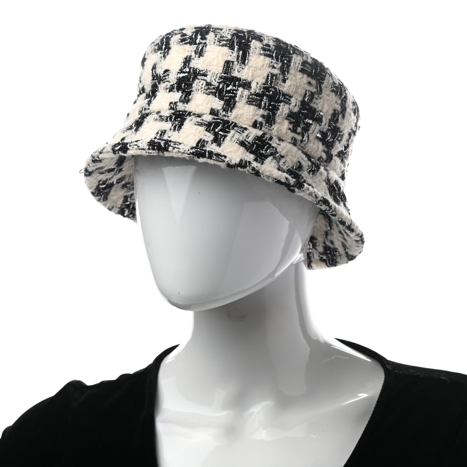 Chanel Tweed Bucket Hat S Black Ecru 2 of 8