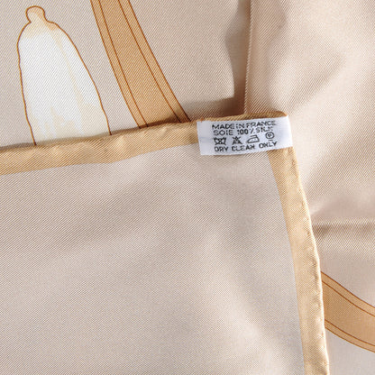 Hermes Silk Au Gre Du Vent Scarf 90 Beige 6 of 7