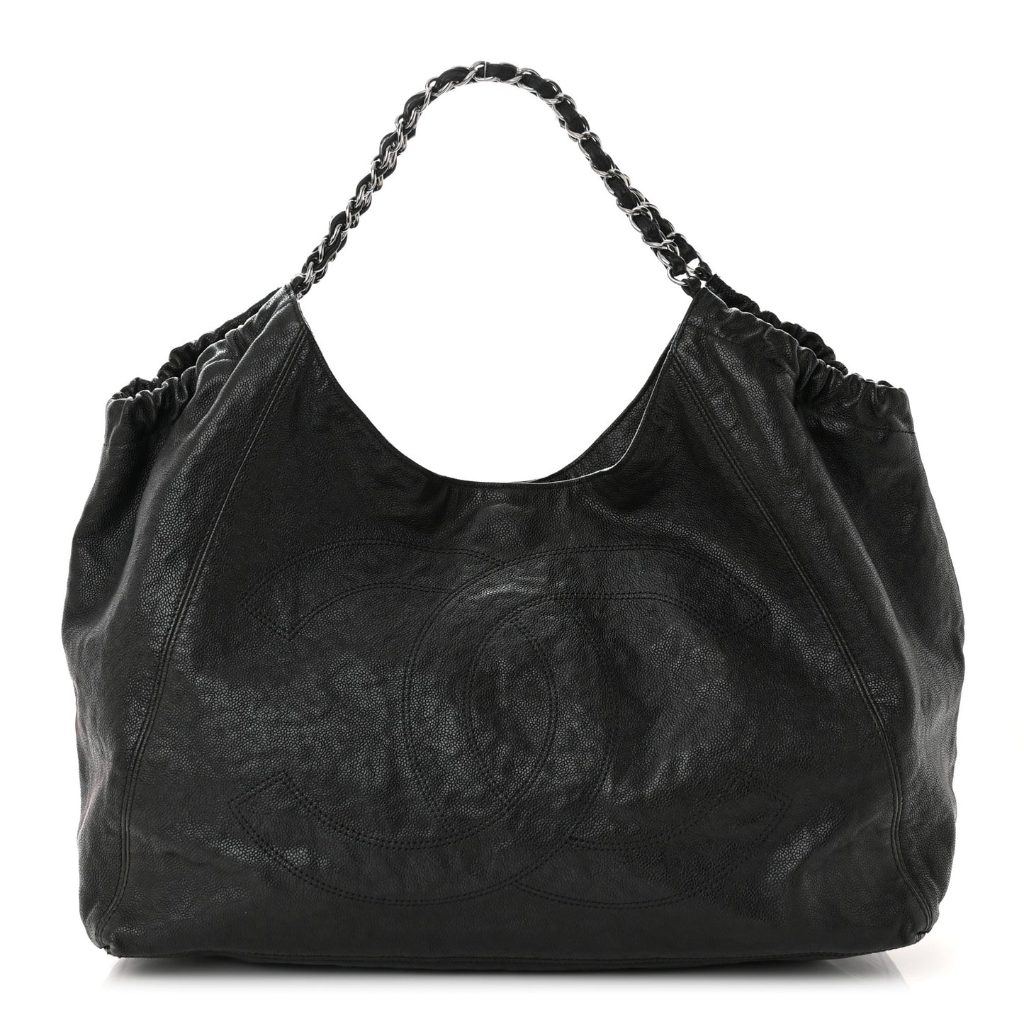 Distressed Caviar XL Coco Cabas Black