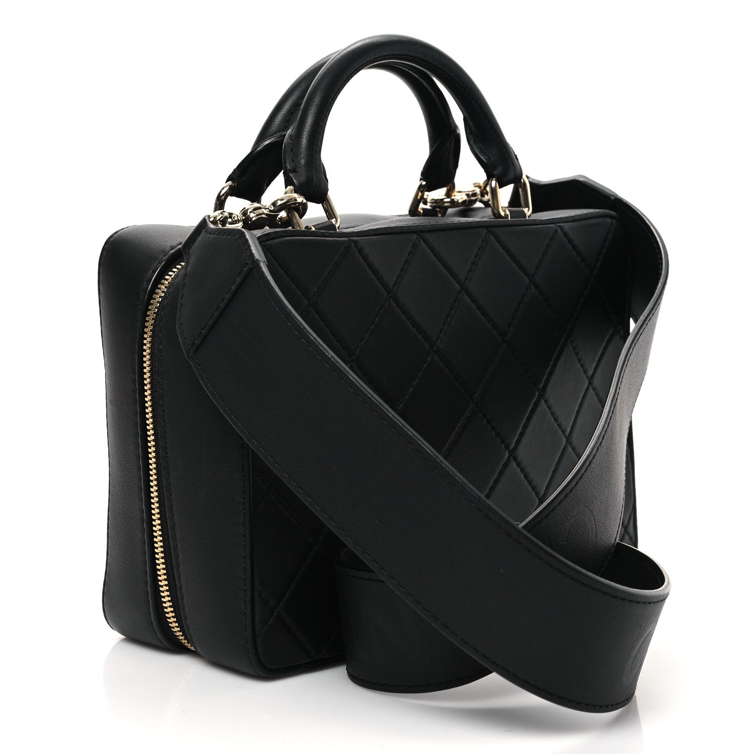Chanel Calfskin Quilted Travel Kit Vanity Case Black 3 of 12
