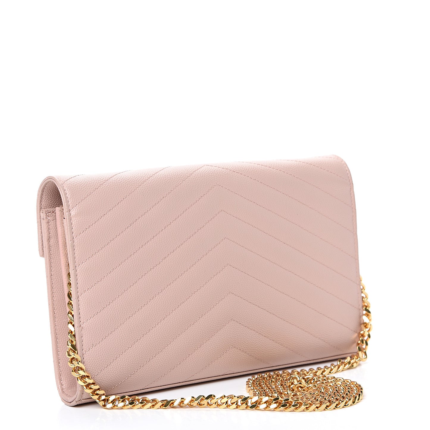 Grain De Poudre Matelasse Chevron Monogram Chain Wallet Pale Blush