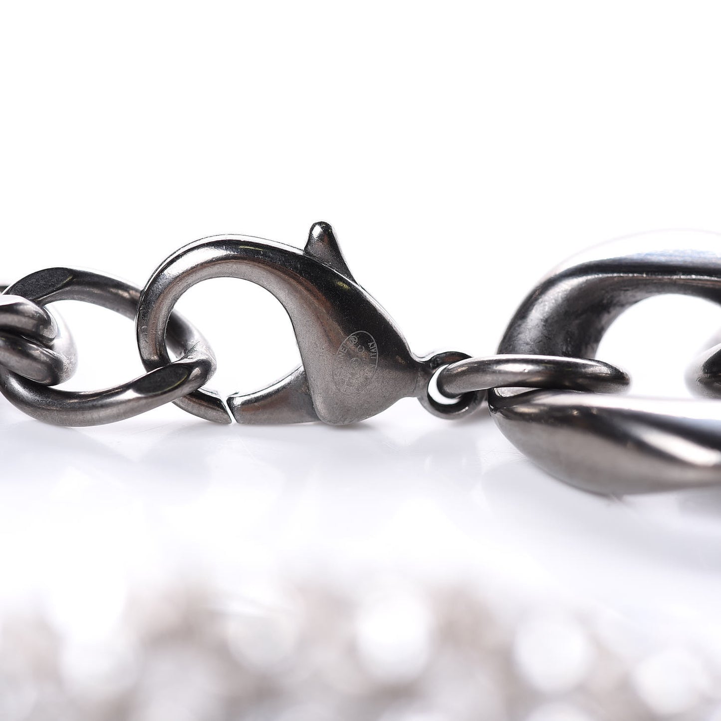 Crystal CC Chain Link Choker Necklace Dark Silver