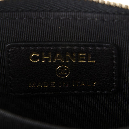 Chanel Calfskin Chevron Quilted Zip Around Coin Purse Wallet Black 6 of 7