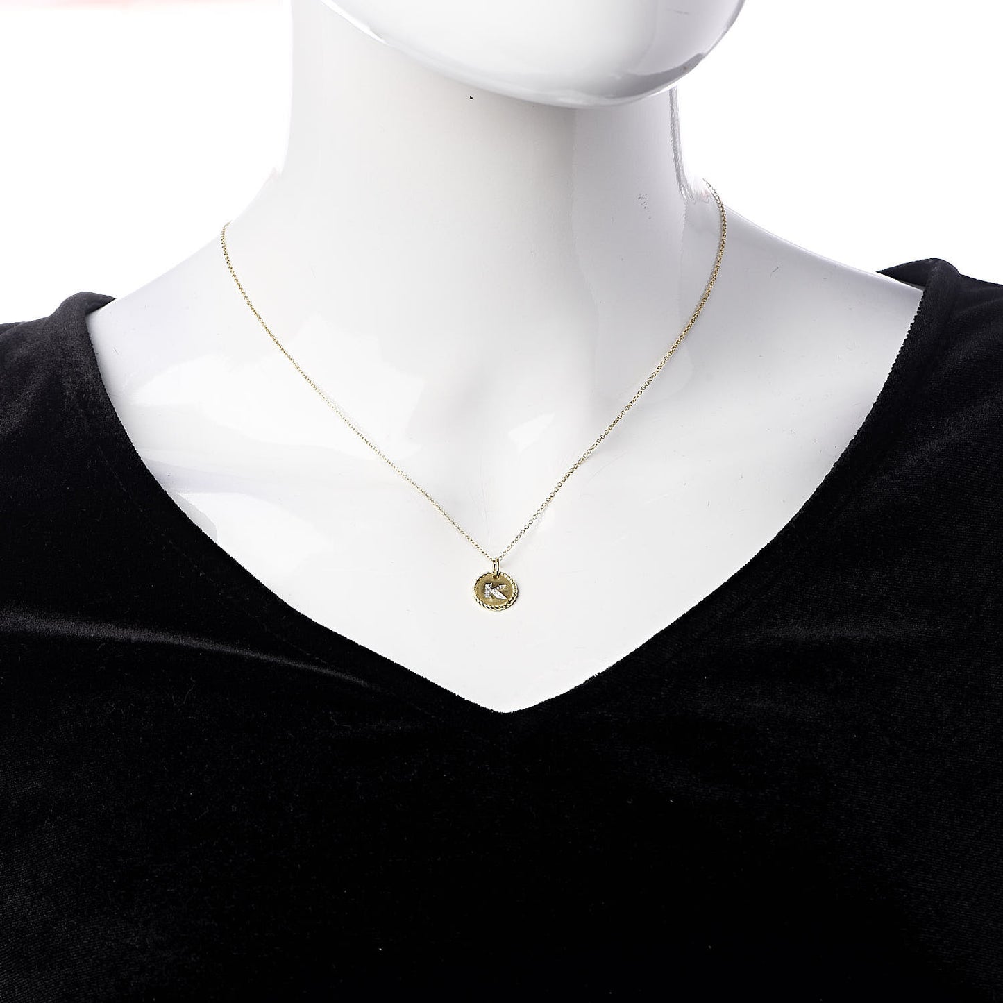 18K Yellow Gold Diamond Initial K Charm Pendant Necklace