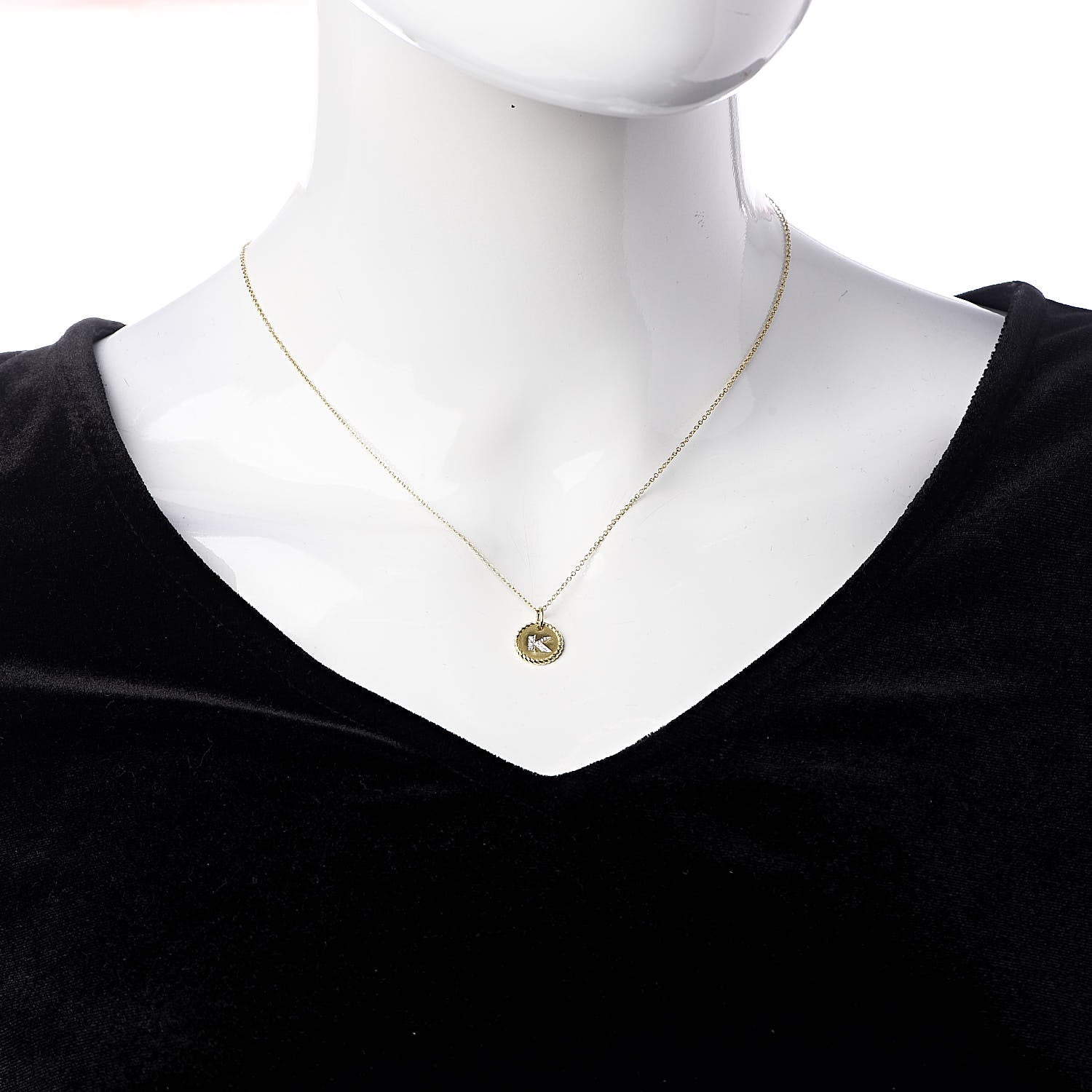 David Yurman 18K Yellow Gold Diamond Initial K Charm Pendant Necklace 2 of 7