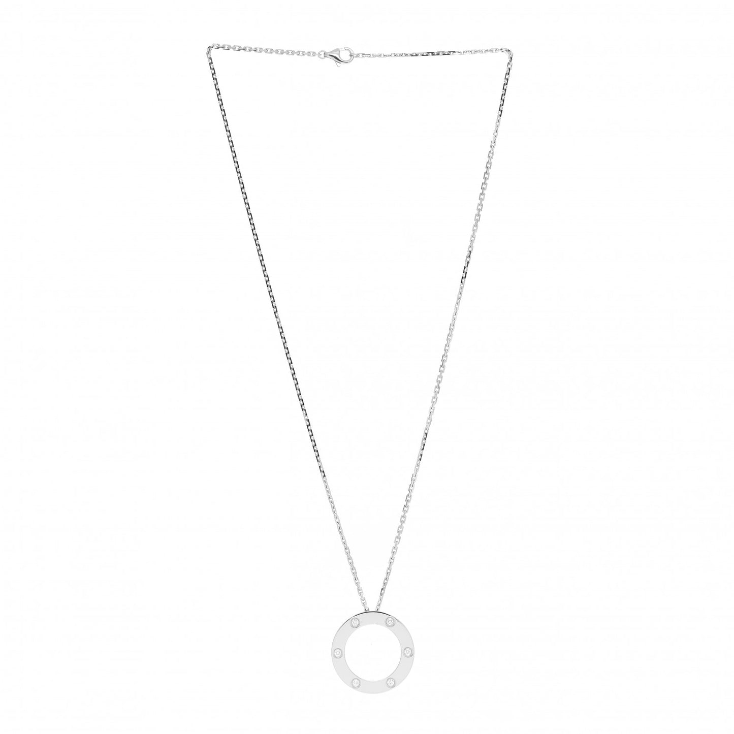 18K White Gold 6 Diamonds LOVE Pendant Necklace