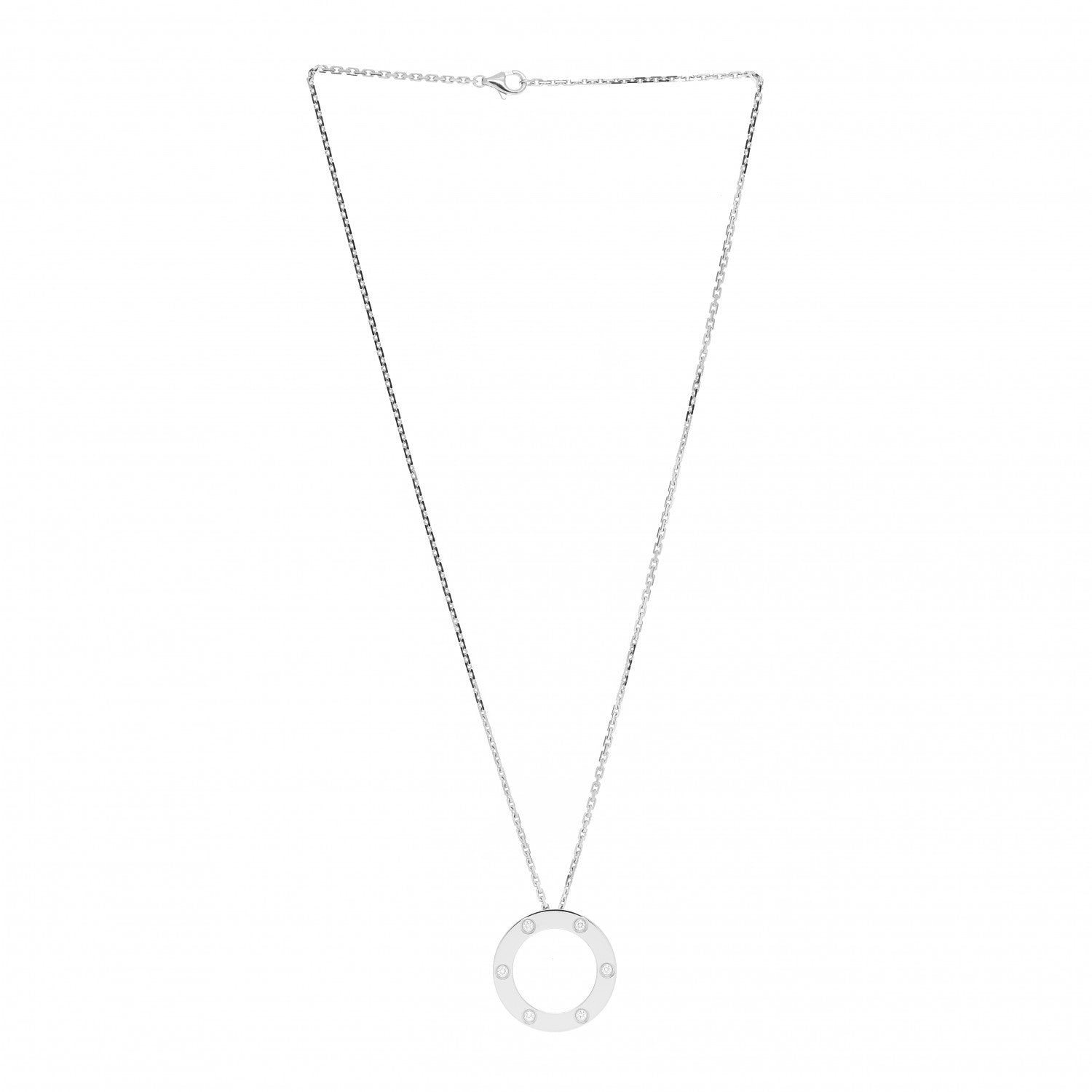 Cartier 18K White Gold 6 Diamonds LOVE Pendant Necklace 3 of 5