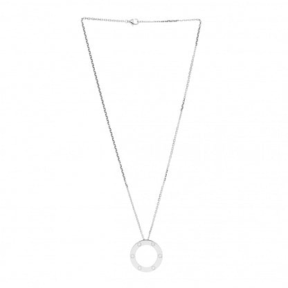 Cartier 18K White Gold 6 Diamonds LOVE Pendant Necklace 3 of 5