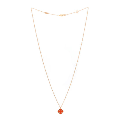 Van Cleef & Arpels 18K Rose Gold Carnelian Sweet Alhambra Pendant Necklace 3 of 4