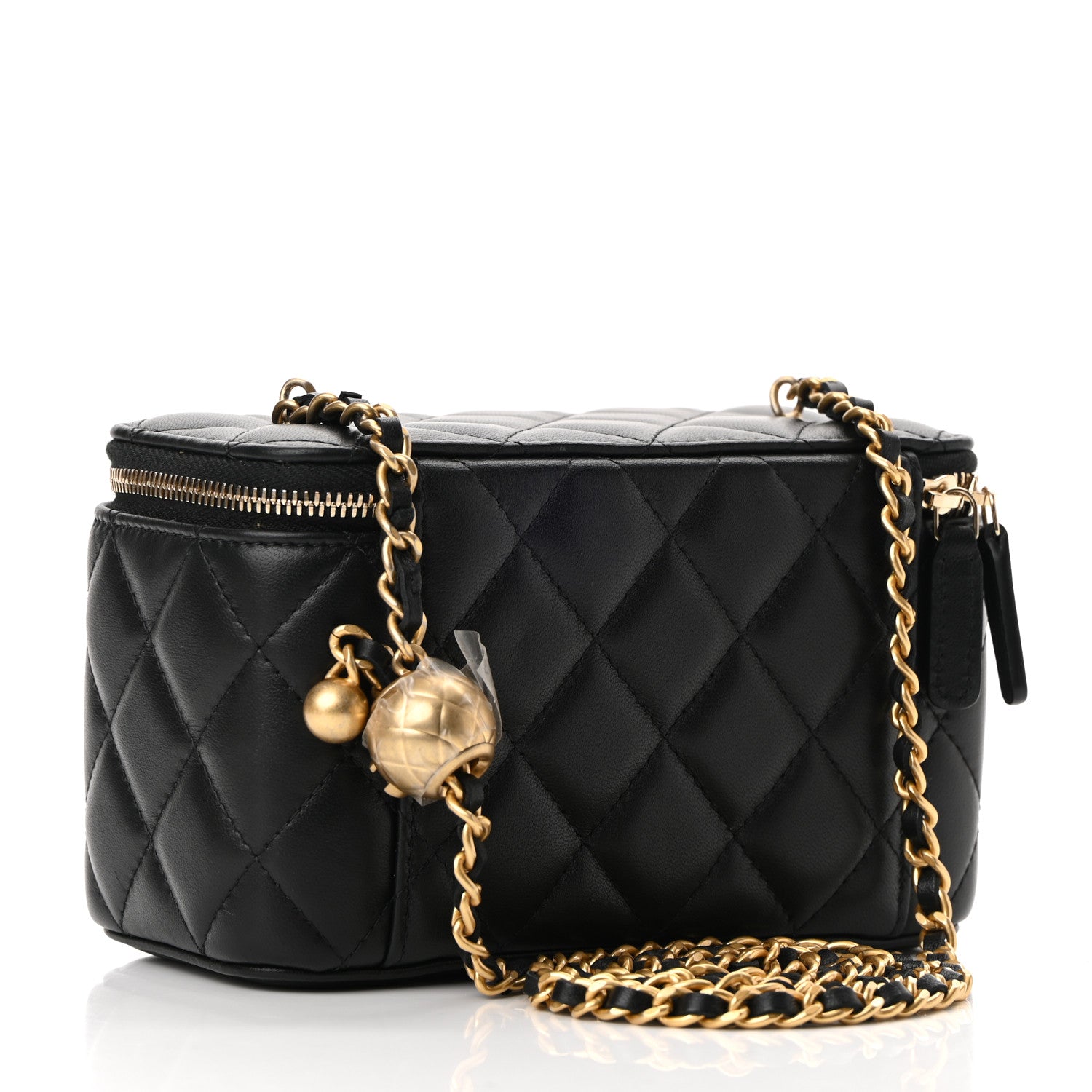 Chanel Lambskin Quilted Small Pearl Crush Vanity Case With Chain Black 3 of 13