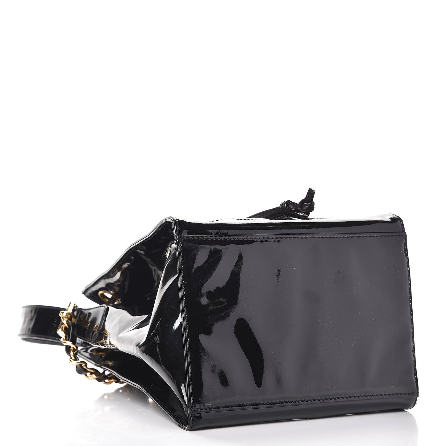 Patent Drawstring CC Shoulder Bag Black