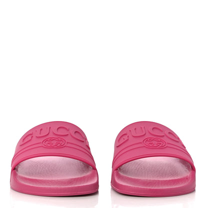 Gucci Rubber Womens Logo Slide Sandals 39 Fuchsia 2 of 11