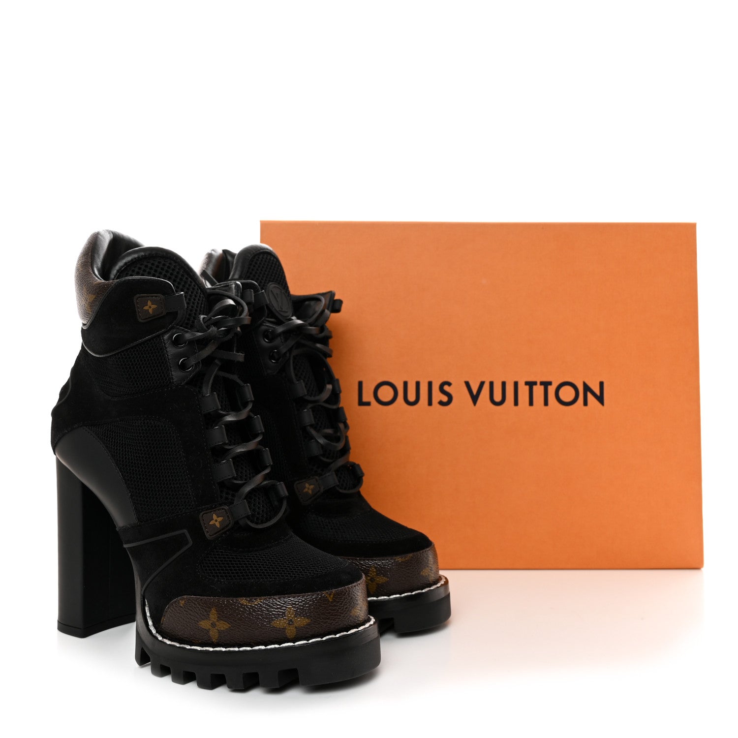 Louis Vuitton Suede Calfskin Monogram Star Trail Ankle Boots 38.5 Black 10 of 10