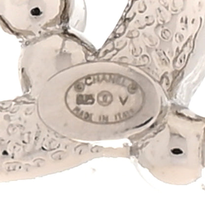 Chanel Pearl Crystal CC Earrings Silver 4 of 5