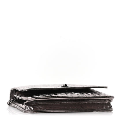 Chanel Metallic Striped Calfskin Reissue Wallet On Chain WOC Silver 4 of 11