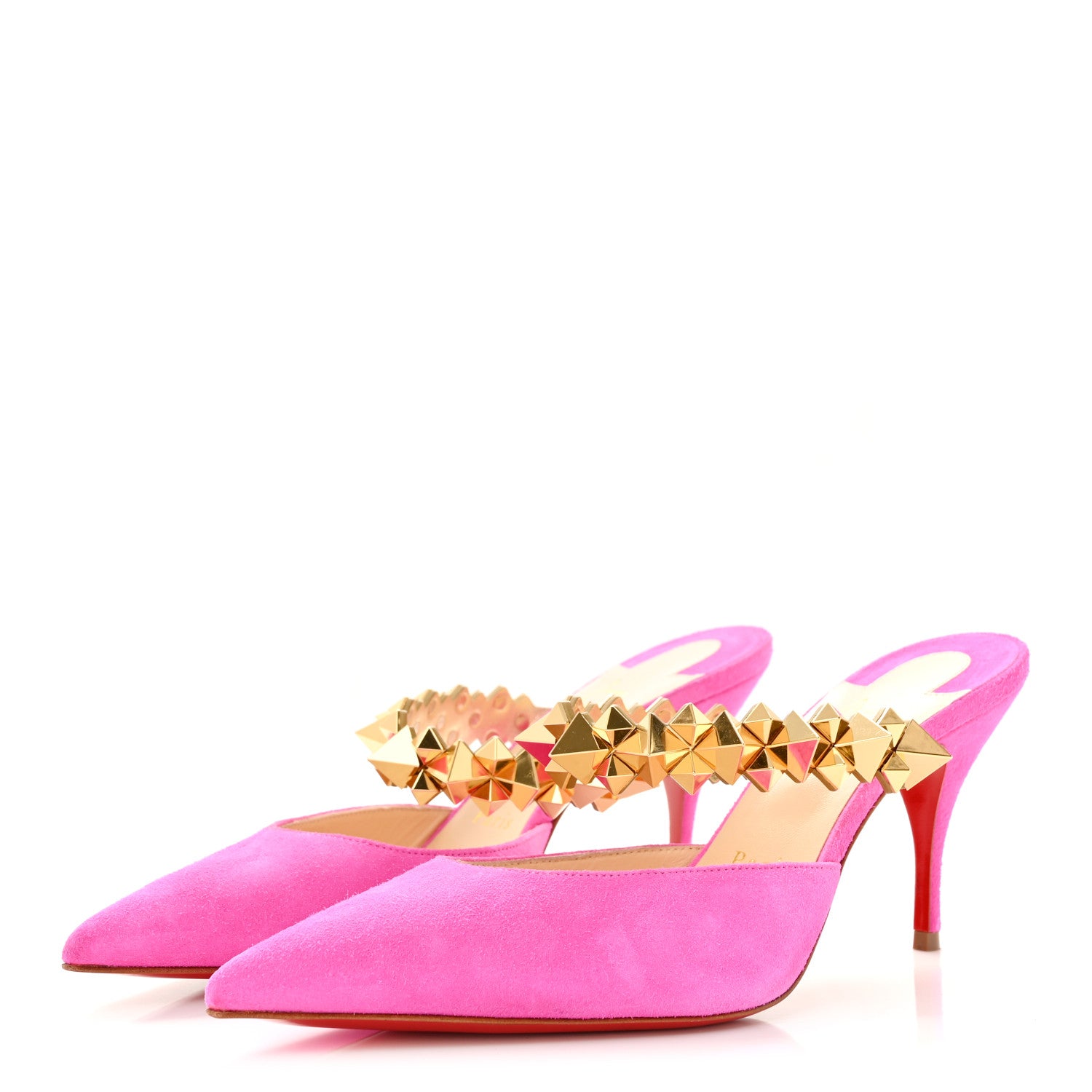 Christian Louboutin Veau Velours Specchio Planet Choc 80 Mule  36.5 Diva Pink 4 of 8