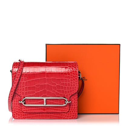 Hermes Shiny Alligator Mini Sac Roulis Bougainvillea 12 of 12