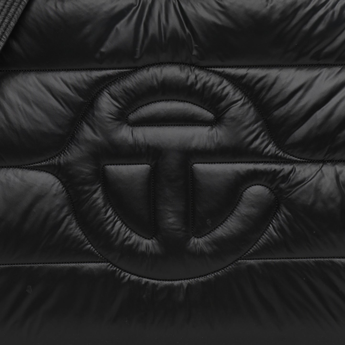 Nylon Medium Puff Shopping Bag Black