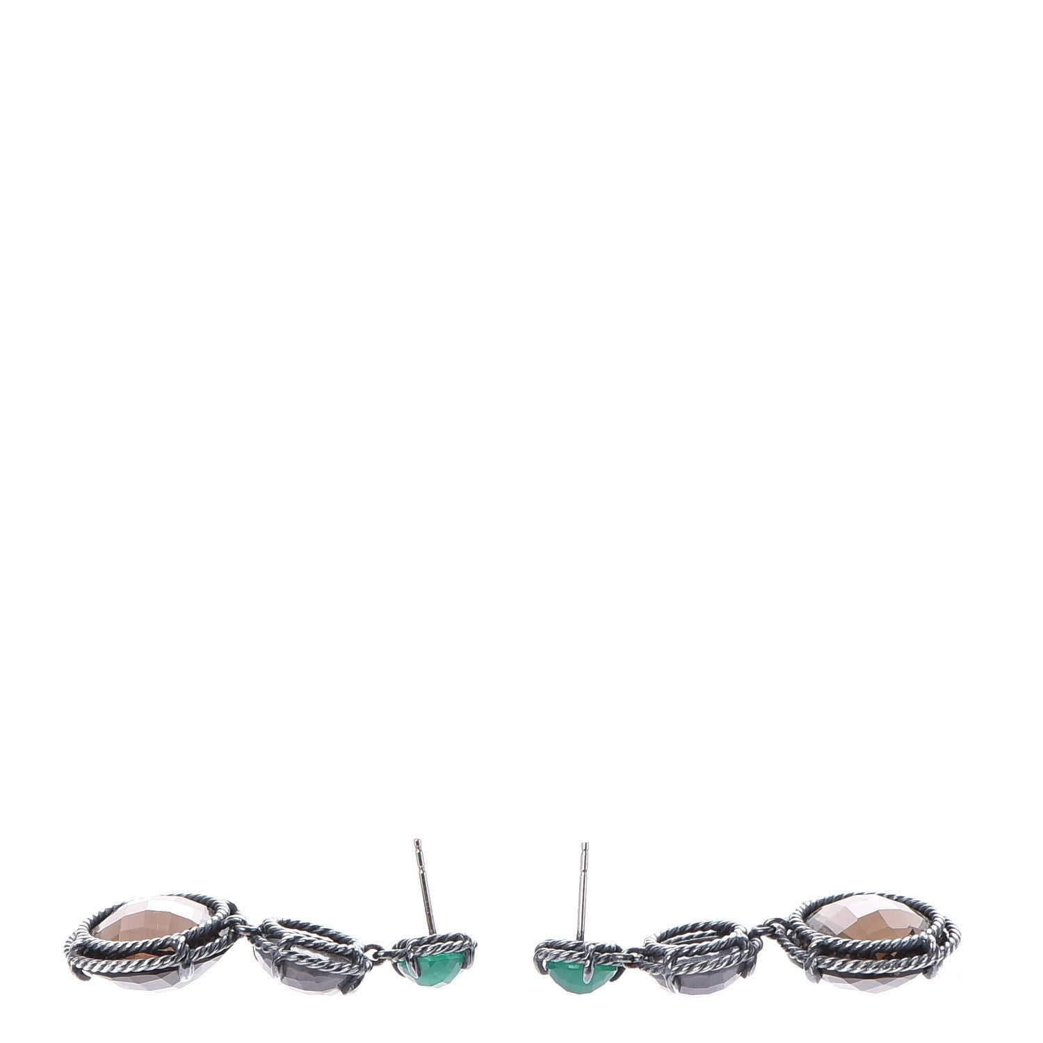 David Yurman Sterling Silver Onyx Amethyst Quartz Chatelaine Drop Earrings 3 of 6