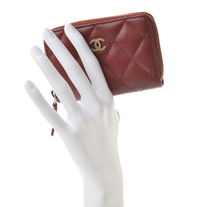 Chanel Iridescent Caviar Quilted Zip Coin Purse Burgundy 2 of 8