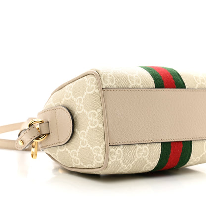 Gucci GG Supreme Monogram Textured Dollar Calfskin Web Super Mini Ophidia Top Handle Bowler Bag Beige Mystic White Oatmeal 8 of 11